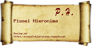 Pissel Hieronima névjegykártya